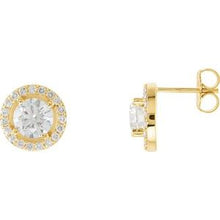 Load image into Gallery viewer, 14K Yellow 1 9/10 CTW Diamond Halo-Style Earrings
