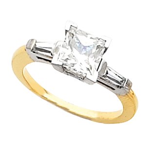 18K Yellow & Platinum 1/3 CTW Diamond Semi-Set Engagement Ring for 6 mm Square Center
