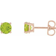 Load image into Gallery viewer, 14K Rose 5 mm Round Peridot Earrings
