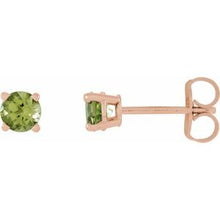 Load image into Gallery viewer, 14K Rose 4 mm Round Peridot Earrings
