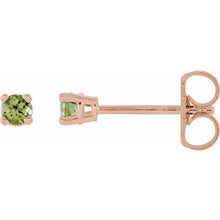Load image into Gallery viewer, 14K Rose 2.5 mm Round Peridot Earrings

