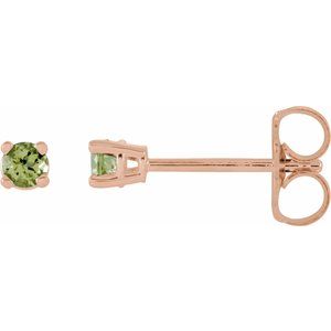 14K Rose 2.5 mm Round Peridot Earrings