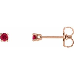 14K Rose 2.5 mm Round Chatham¬Æ Created Ruby Earrings
