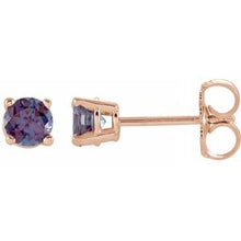 Load image into Gallery viewer, 14K Rose 2.5 mm Round Chatham¬Æ Created Alexandrite Earrings
