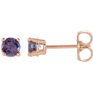 14K Rose 2.5 mm Round Chatham¬Æ Created Alexandrite Earrings