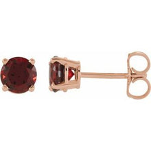 Load image into Gallery viewer, 14K Rose 5 mm Round Mozambique Garnet Earrings
