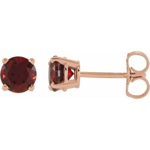 14K Rose 5 mm Round Mozambique Garnet Earrings
