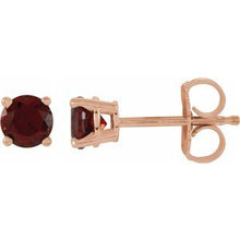 Load image into Gallery viewer, 14K Rose 4 mm Round Mozambique Garnet Earrings
