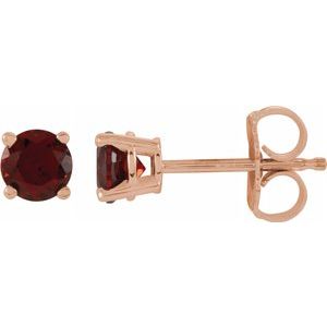 14K Rose 4 mm Round Mozambique Garnet Earrings