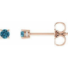 Load image into Gallery viewer, 14K Rose 2.5 mm Round Blue Zircon Earrings
