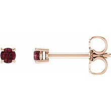Load image into Gallery viewer, 14K Rose 2.5 mm Round Mozambique Garnet Earrings
