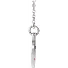 Load image into Gallery viewer, Sterling Silver Imitation Ruby Pierced Cross Disc 16-18&quot; Necklace
