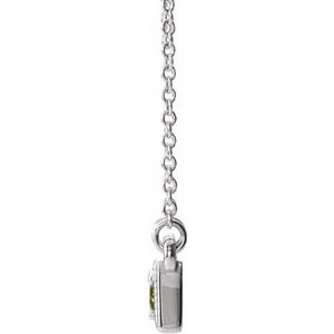 Sterling Silver Peridot Three-Stone Granulated Bar 16-18" Necklace