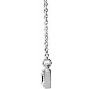 Sterling Silver Amethyst Three-Stone Granulated Bar 16-18" Necklace