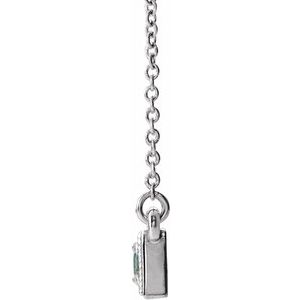 Sterling Silver Blue Zircon Three-Stone Granulated Bar 16-18" Necklace