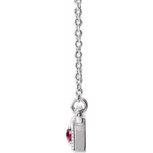 Sterling Silver Pink Tourmaline Three-Stone Granulated Bar 16-18" Necklace