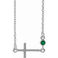 Charger l&#39;image dans la galerie, Sterling Silver Emerald Sideways Cross 16-18&quot; Necklace
