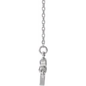 Sterling Silver Aquamarine Sideways Accented Cross 16-18" Necklace