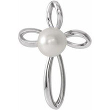 Charger l&#39;image dans la galerie, Sterling Silver Freshwater Cultured Pearl Cross Pendant
