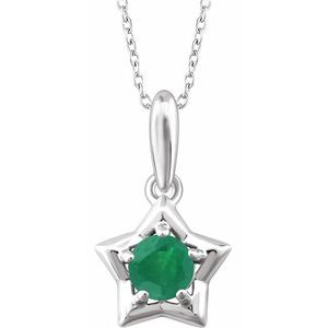 Sterling Silver 3 mm Round May Youth Star Birthstone 15