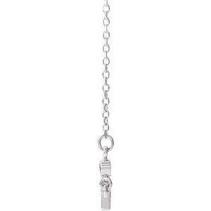 Sterling Silver Ruby Sideways Accented Cross 16-18" Necklace