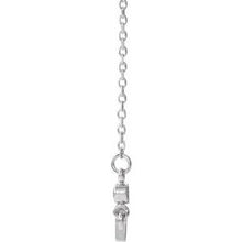Load image into Gallery viewer, Sterling Silver Blue Zircon Sideways Accented Cross 16-18&quot; Necklace
