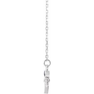 Sterling Silver Blue Sapphire Sideways Accented Cross 16-18" Necklace