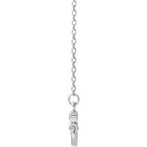 Sterling Silver Peridot Sideways Accented Cross 16-18" Necklace