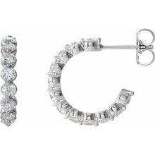Load image into Gallery viewer, Platinum 1 3/8 CTW Diamond Hoop Earrings
