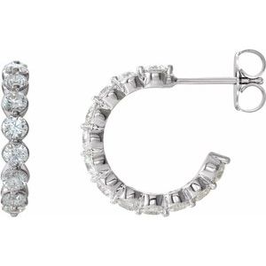 Sterling Silver 1 3/8 CTW Diamond Hoop Earrings