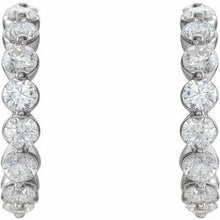 Load image into Gallery viewer, Platinum 1 3/8 CTW Diamond Hoop Earrings
