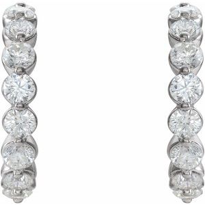 Platinum 1 3/8 CTW Diamond Hoop Earrings