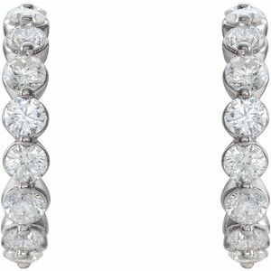 Sterling Silver 1 3/8 CTW Diamond Hoop Earrings