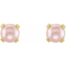 Load image into Gallery viewer, 14K Yellow Imitation Pink Pearl Piercing Earrings
