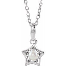 Load image into Gallery viewer, Sterling Silver 3 mm Round June Youth Star Birthstone 15&quot; Necklace
