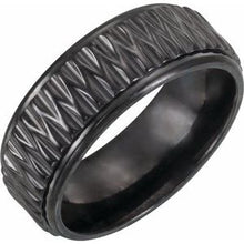Charger l&#39;image dans la galerie, Black Titanium 8 mm Patterned Band Size 7
