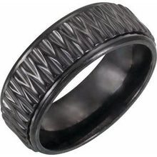 Load image into Gallery viewer, Black Titanium 8 mm Patterned Band Size 9.5
