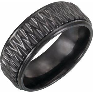 Black Titanium 8 mm Patterned Band Size 9