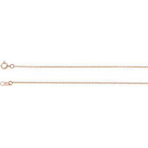 14K Rose 1 mm Solid Cable 15" Chain