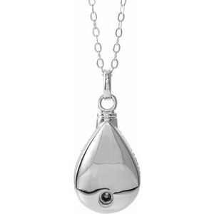 Sterling Silver 6x4 mm Pear October Ash Holder Birthstone 18" Necklace