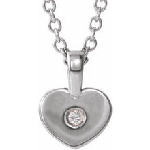 Load image into Gallery viewer, Sterling Silver .01 CT Diamond Youth Heart 16&quot; Necklace
