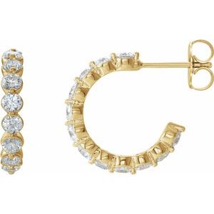 14K Yellow 1 3/8 CTW Diamond Hoop Earrings