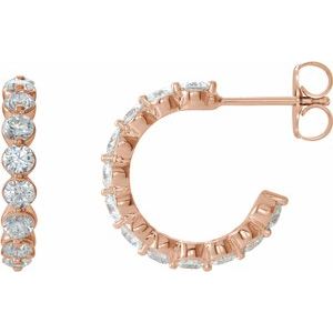 14K Rose 1 3/8 CTW Diamond Hoop Earrings
