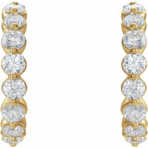 14K Yellow 1 3/8 CTW Diamond Hoop Earrings