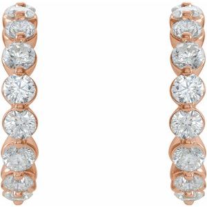 14K Rose 1 3/8 CTW Diamond Hoop Earrings
