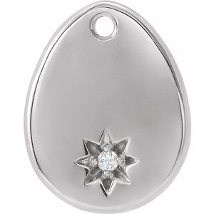 Sterling Silver .01 CT Diamond Pear Starburst Dangle
