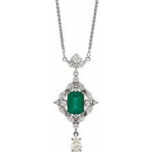 Load image into Gallery viewer, 14K White Emerald &amp; 1 1/4 CTW Diamond 16&quot; Necklace
