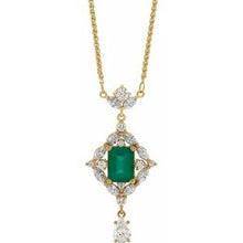 Load image into Gallery viewer, 14K Yellow Emerald &amp; 1 1/4 CTW Diamond 18&quot; Necklace
