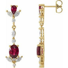 Load image into Gallery viewer, 14K Yellow Ruby &amp; 3/4 CTW Diamond Dangle Earrings
