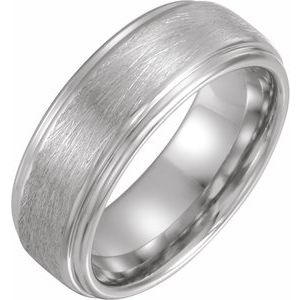 Cobalt 8 mm Flat Edge Band with Brush Finish Size 9